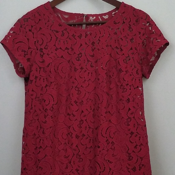 LOFT Dresses & Skirts - SALE LOFT Lace Dress Lined Red Shift Size 6